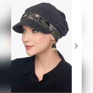 Cardani Embellished Heathered Gray Women's Hat, 100% Organic Cotton, OS